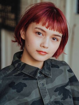 ヘアー アークス 上大岡店(hair ARKS) ワインレッド切りっぱなしボブARKS上大岡