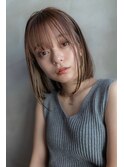 大人かわいい前髪セシルカットココアブラウンフリンジウェーブ