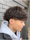 波巻きスパイラルパーマ刈り上げマッシュ無造作パーマ