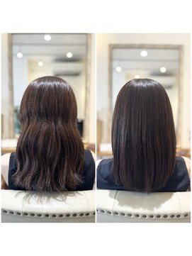 ハッコ(hacco) 艶髪ロング/アッシュブラック/ニュアンスカラー/ストレート
