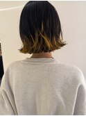 毛先ハイライトカラー　切りっぱなしボブ