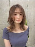 ミディアム　ニュアンスパーマ　顔周り似合わせ　小顔