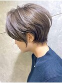 大人かわいい、耳掛け、小顔ショートボブ、ココアブラウン、銀座
