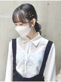 金箔 × 編みおろし // 黒髪ロングヘアセット