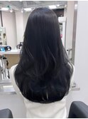 2349透明感黒髪シアーグレージュルーズヘアふんわりカールロング
