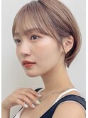20代30代40代大人丸みショートボブ×ハイトーン×前髪ありc