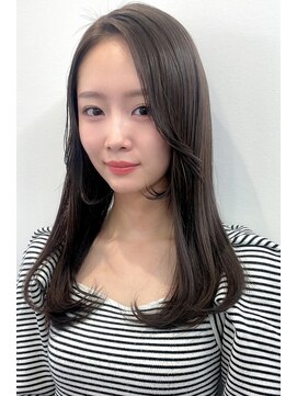 エル つくば店(L by RLG) チョコレートブラウンの美髪セミロングストレート