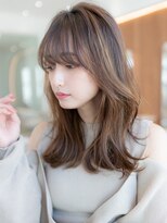 ケアリー 千葉ニュータウン中央(Carelly) 大人かわいい前髪セシルカットココアブラウンフリンジウェーブ