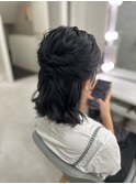 ミディアムボブハーフアップ