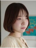 ショートボブ韓国丸みショートカットミルクティーベージュカラー