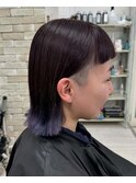 ツーブロックボブ裾カラーブリーチラベンダー