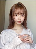シャギーレイヤーロング韓国ワンホンヘアシースルーぱっつん前髪