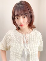 レア 表参道(L'ea) くびれヘアアプリコットオレンジ夏ヘアハイライトカラー