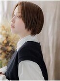 マロンベージュ前髪なしショートマッシュa川口20代30代40代