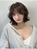 ショート・ボブパーマ/丸顔/前髪あり/絶壁解消/20代/30代/外ハネ