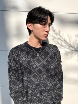 ニュアンスパーマ/センターパート/メンズパーマ/毛流れ/襟足