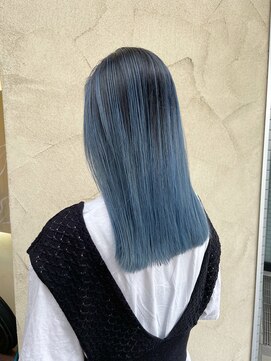 タイドヘア 茨木店(TIDE HAIR) ペールブルー×バレイヤージュ