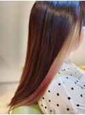 シンプルストレートインナーカラーグラデレッドブラウン立川