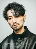 波巻きスパイラルマッシュセンターパート大人メンズヘア
