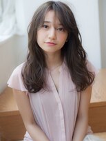くせ毛風エアリーワンカールパーマ姫カットシアーカラーセミディ