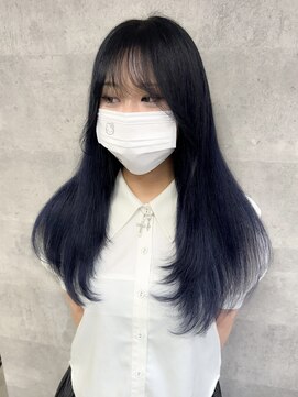 オズ 梅田店(OZ) ネイビーパープル/スーパー人毛エクステ60枚/レイヤーカット