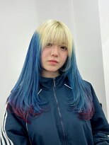 エゴ 池袋(EGO)&nbsp;ルーツカラー/レイヤーカット/ブルー/毛先ワインレッド