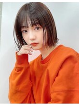 サンド 池袋 2nd(sand) 地毛風カラー黒髪切りっぱなしボブ/小顔ショートボブ/池袋