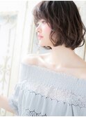 mod's天神/アッシュブラックルーズ大人巻きカールAラインボブh