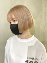 ダブルカラーブロンドベージュケアブリーチハイトーンボブ