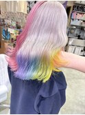 ベビーピンクツートンカラーホワイトアッシュプリズムカラー