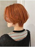 ショート/ショートボブ/ハンサムショート/オレンジカラー/