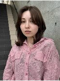 【上田】かきあげ前髪ミディアムレイヤーカット顔まわりレイヤー