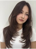  韓国ヘアーハッシュカットレイヤーカットハイライトカラー