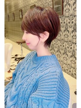 アース 豊橋店(HAIR&MAKE EARTH) earthショートレイヤーボブミルクティー丸みショートボブ