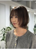 顔まわりレイヤー×くびれボブ/オリーブグレージュ/【坂元】