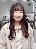 インナーカラー　インナーピンク　カシスカラー
