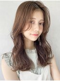 前髪レイヤーロング/韓国風巻き髪/モカブラウン/20代30代40代