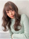 ゆる巻きロング×明るめシアーグレージュ/ゆるふわ巻き/春パーマ