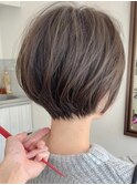 前髪あり小顔つや髪顔まわり簡単スタイリングショートボブヘア