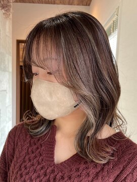 ミルヘアデザイン(mil hair design) ミルクティーベージュダブルカラーインナーカラーハイライト