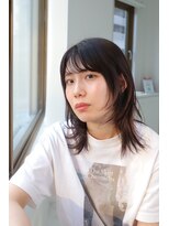 スリーアン(THREE ann.)&nbsp;ふんわり暗髪ピンクオレンジミディアムレイヤー