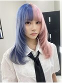 10065韓国内巻きワンカールツートンカラー秋色ピンクヘアー