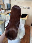 ロング×ボルドー×髪質改善ストレート