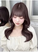 大人可愛いくびれ韓国レイヤーカット/うるツヤピンクラベンダー