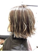 【L by first】切りっぱなしボブ×グレーアッシュハイライト