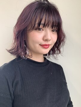 カフネ ジュントス ヨロ(Cafune' juntos YOLO) 切りっぱなしボブケアブリーチイルミナカラーラベンダーピンク