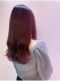ラベンダーピンクグラデーションカーキグレージュ前髪カット