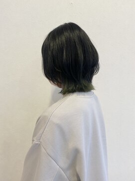 リアン 長久手店(Rian) インナーグリーン×ウルフカット◎20代30代40代50代