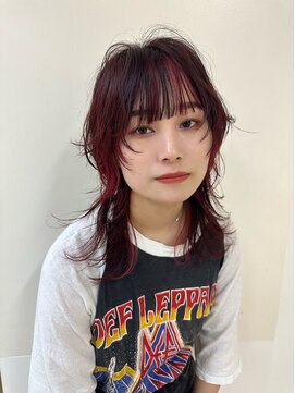 パーク(PAAQ) 【paaq田中智大】ウルフカット+デザインカラー(レッド)