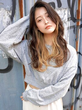 ブゾン(buZon) 【buZon ブゾン】レイヤーロングウェーブ×インナーグレージュ